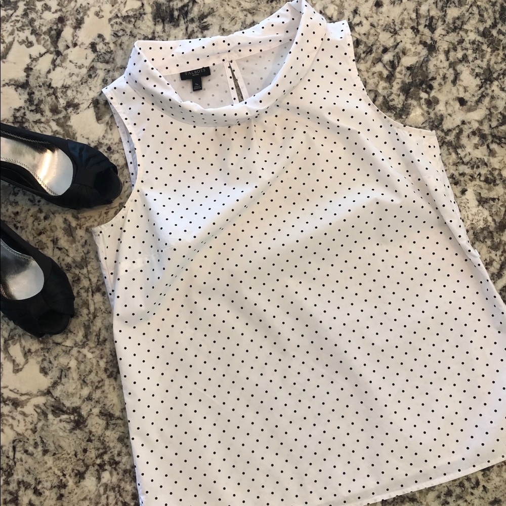Talbots Blouse, white w/polka dots, size S P